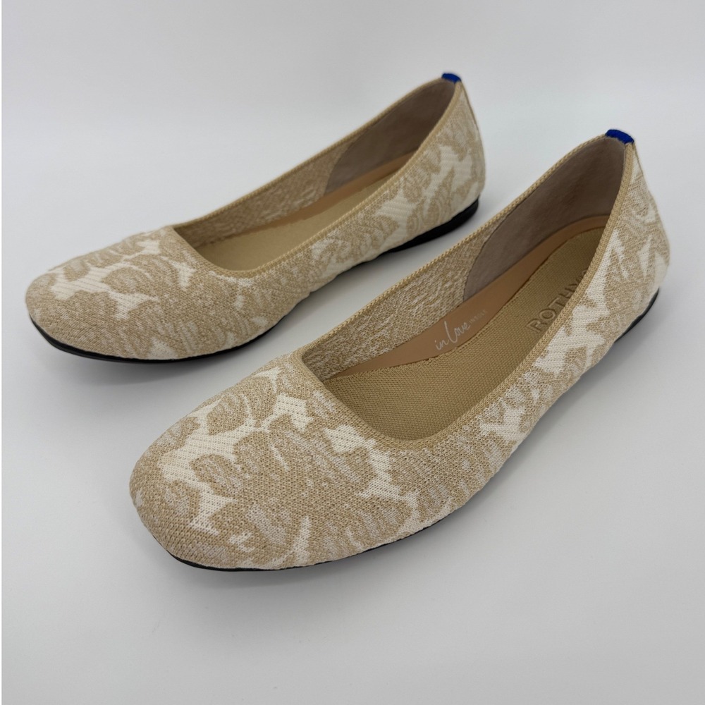 Rothy's Beige & Cream Jacquard Ballet Flats - Picture 4 of 11